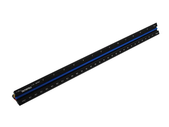 FAIRULETACNC - Prestige Tri-Scale Architect Rule Black Aluminium 300mm