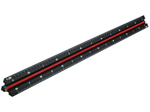 FAIRULETECNC - Prestige Tri-Scale Engineer Rule Black Aluminium 300mm
