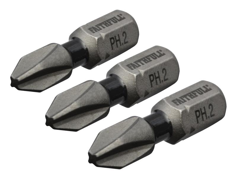 FAISBPH225IM - Phillips Impact Screwdriver Bits PH2 x 25mm (Pack 3)