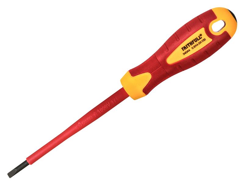 FAISDVDE40 - VDE Soft Grip Screwdriver Parallel Slotted Tip 4.0 x 100mm