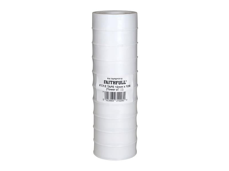 FAITAPEPTF10 - P.T.F.E Tape 12mm x 12m White (Pack 10)