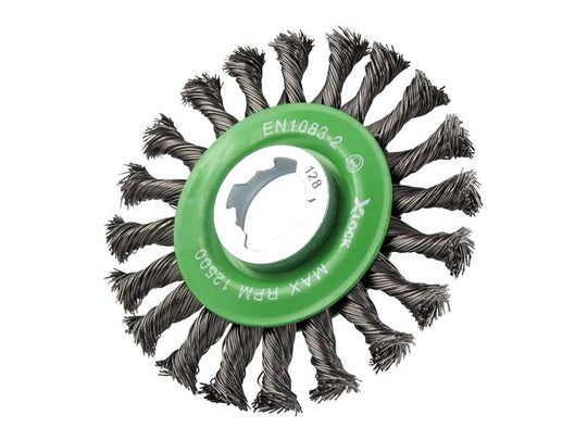 FAIWBCTSSXL - X-LOCK Conical Wire Brush 115mm M14x2, 0.50mm Stainless Steel Wire