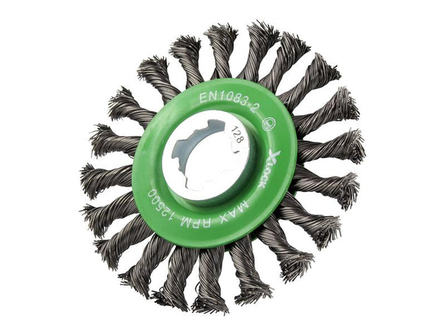 FAIWBCTSSXL - X-LOCK Conical Wire Brush 115mm M14x2, 0.50mm Stainless Steel Wire