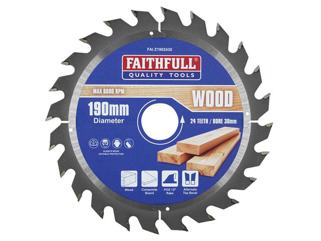 FAIZ1902430 - TCT Circular Saw Blade 190 x 30mm x 24T POS