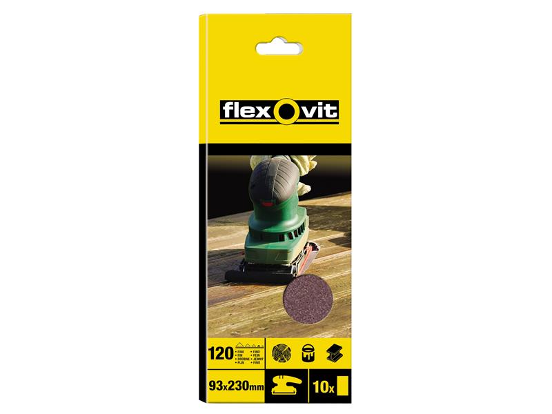 FLV26321 - 1/3 Sanding Sheets Plain Fine 120 Grit (Pack 10)