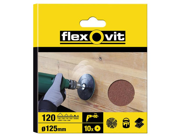 FLV26383 - Drill Mountable Disc 125mm Fine 120G (Pack 10)