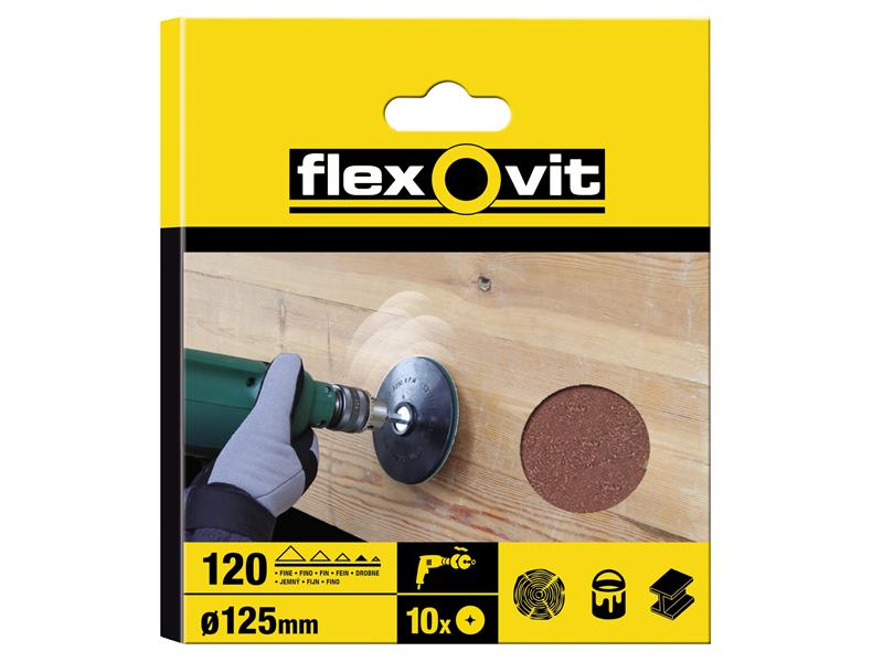 FLV26383 - Drill Mountable Disc 125mm Fine 120G (Pack 10)