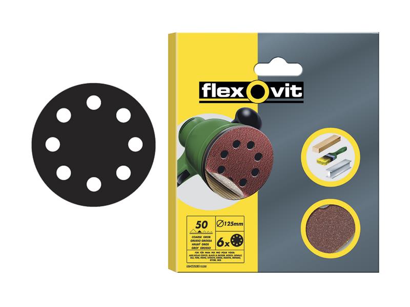 FLV64759 - Hook & Loop Sanding Disc 125mm Coarse 50G (Pack 6)