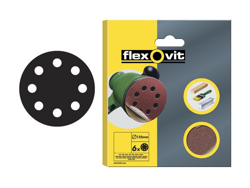 FLV64762 - Hook & Loop Sanding Disc 125mm Medium 80G (Pack 6)
