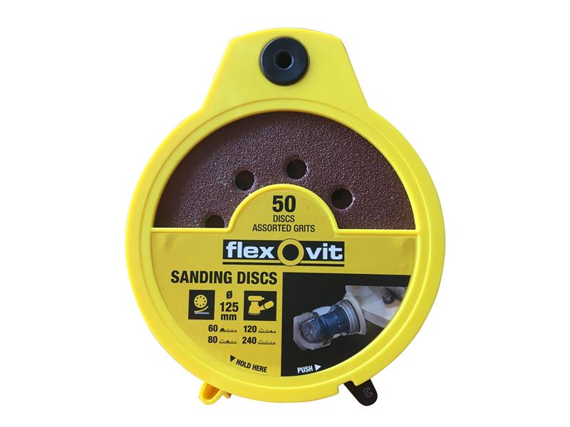 FLV747046 - Hook & Loop Sanding Disc 125mm Assorted (Dispenser 50)