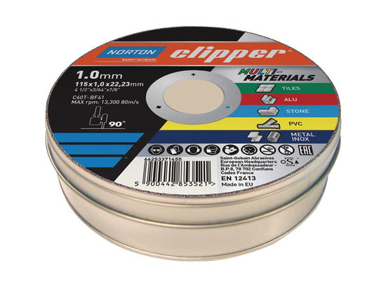 FLV839907 - ClipperÂ® Multi-Materials Cutting Discs 115 x 22.23mm (Tin of 10)