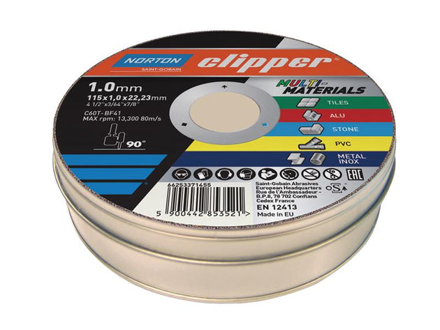 FLV839907 - ClipperÂ® Multi-Materials Cutting Discs 115 x 22.23mm (Tin of 10)