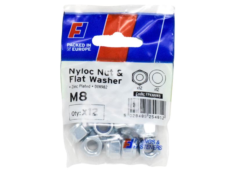 FORFPKNNW8 - Nyloc Nut & Washer M8 ForgePack 12