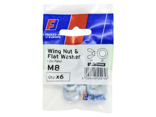 FORFPKWNW8 - Wing Nut & Washer M8 ForgePack 6