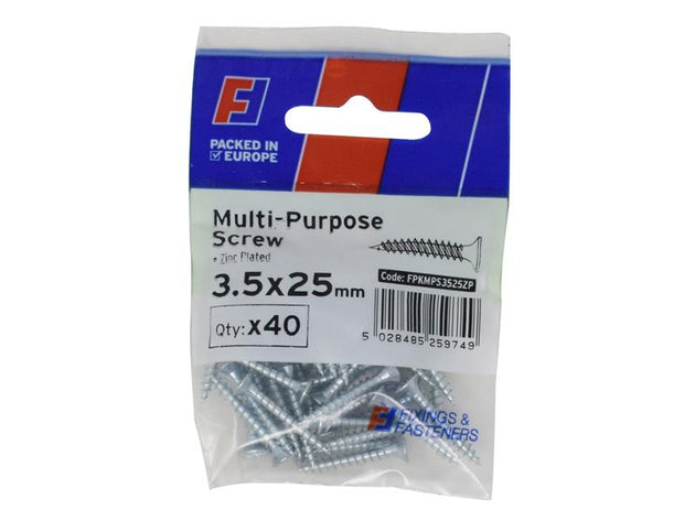 FORFPMS3525Z - Multi-Purpose Pozi Screw CSK ST ZP 3.5 x 25mm ForgePack 40