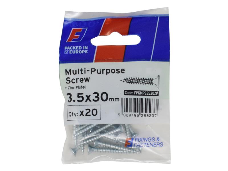 FORFPMS3530Z - Multi-Purpose Pozi Screw CSK ST ZP 3.5 x 30mm ForgePack 20