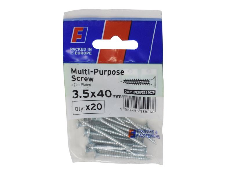 FORFPMS3540Z - Multi-Purpose Pozi Screw CSK ST ZP 3.5 x 40mm ForgePack 20