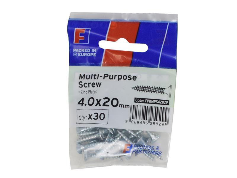 FORFPMS420Z - Multi-Purpose Pozi Screw CSK ST ZP 4.0 x 20mm ForgePack 30