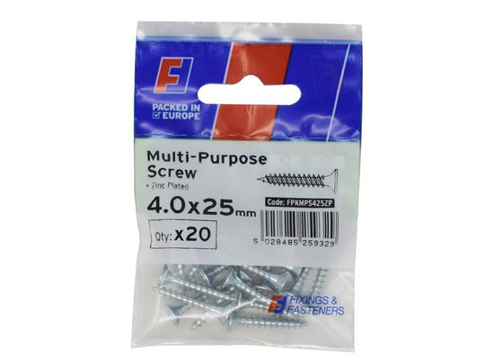 FORFPMS425Z - Multi-Purpose Pozi Screw CSK ST ZP 4.0 x 25mm ForgePack 20