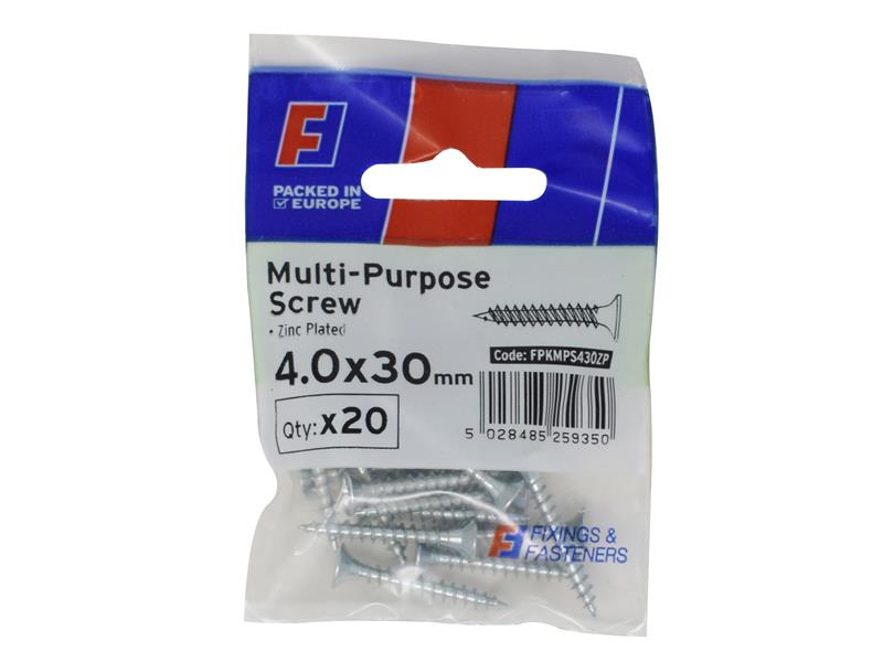 FORFPMS430Z - Multi-Purpose Pozi Screw CSK ST ZP 4.0 x 30mm ForgePack 20