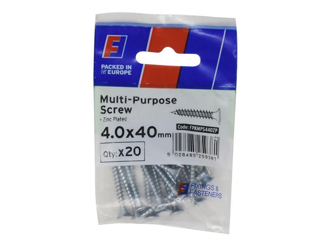 FORFPMS440Z - Multi-Purpose Pozi Screw CSK ST ZP 4. x 40mm ForgePack 20