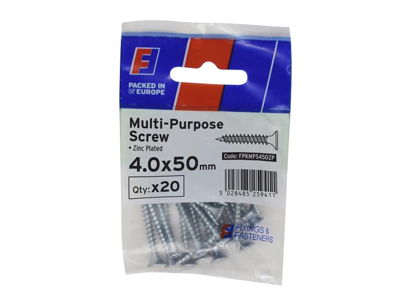 FORFPMS450Z - Multi-Purpose Pozi Screw CSK ST ZP 4.0 x 50mm ForgePack 10