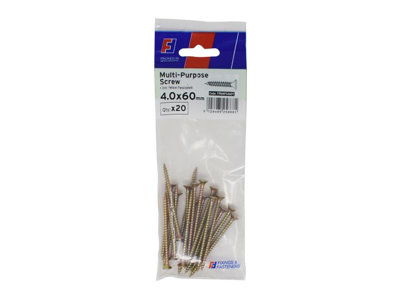 FORFPMS460Y - Multi-Purpose Pozi Screw CSK ST ZYP 4.0 x 60mm ForgePack 20