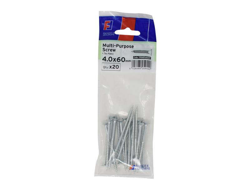 FORFPMS460Z - Multi-Purpose Pozi Screw CSK ST ZP 4.0 x 60mm ForgePack 20