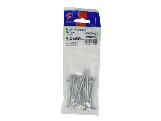 FORFPMS460Z - Multi-Purpose Pozi Screw CSK ST ZP 4.0 x 60mm ForgePack 20