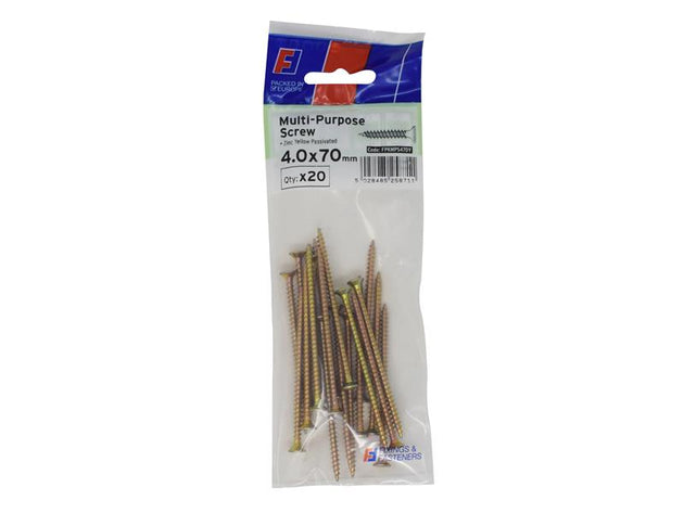 FORFPMS470Y - Multi-Purpose Pozi Screw CSK ST ZYP 4.0 x 70mm ForgePack 20