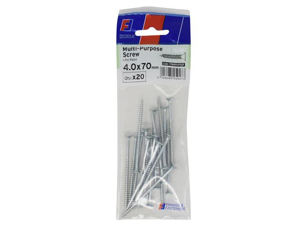FORFPMS470Z - Multi-Purpose Pozi Screw CSK ST ZP 4.0 x 70mm ForgePack 20