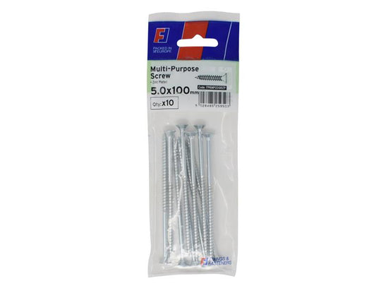FORFPMS5100Z - Multi-Purpose Pozi Screw CSK ST ZP 5.0 x 100mm ForgePack 10
