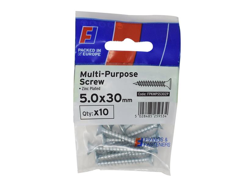 FORFPMS530Z - Multi-Purpose Pozi Screw CSK ST ZP 5.0 x 30mm ForgePack 10