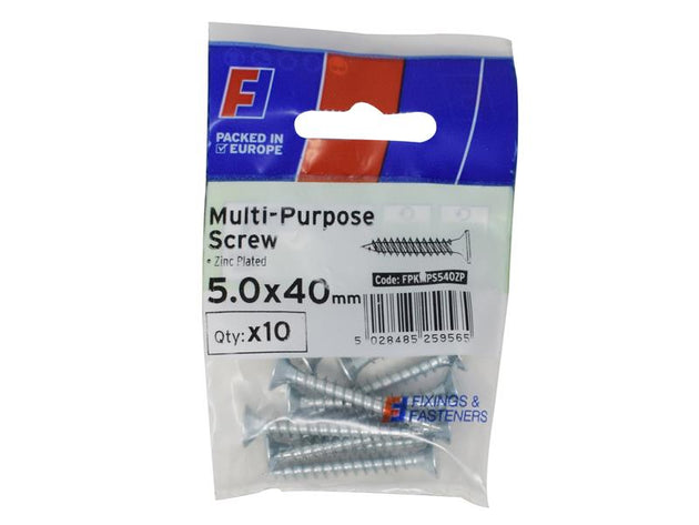 FORFPMS540Z - Multi-Purpose Pozi Screw CSK ST ZP 5.0 x 40mm ForgePack 10