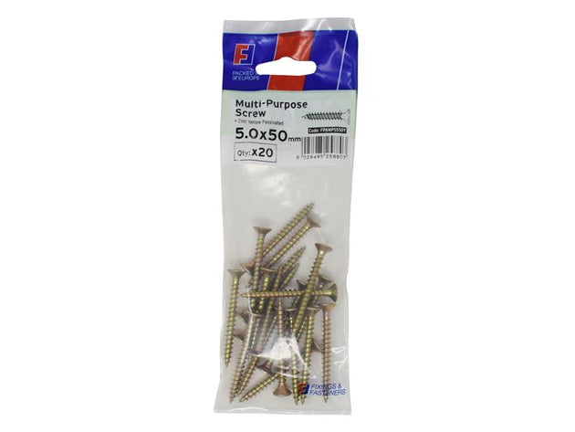 FORFPMS550Y - Multi-Purpose Pozi Screw CSK ST ZYP 5.0 x 50mm ForgePack 20