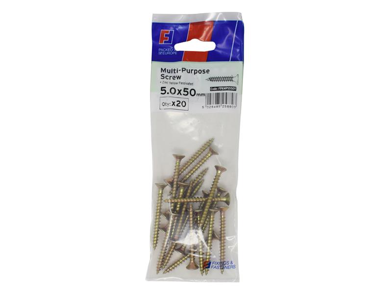 FORFPMS550Y - Multi-Purpose Pozi Screw CSK ST ZYP 5.0 x 50mm ForgePack 20