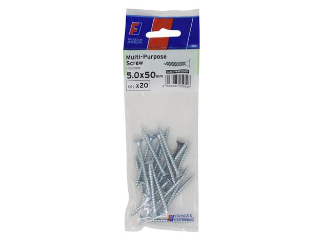 FORFPMS550Z - Multi-Purpose Pozi Screw CSK ST ZP 5.0 x 50mm ForgePack 20