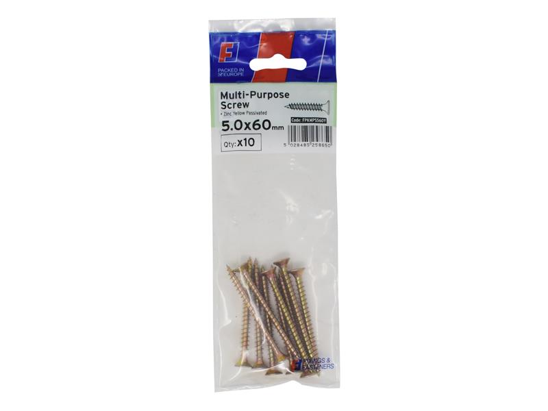 FORFPMS560Y - Multi-Purpose Pozi Screw CSK ST ZYP 5.0 x 60mm ForgePack 10