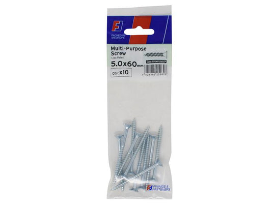 FORFPMS560Z - Multi-Purpose Pozi Screw CSK ST ZP 5.0 x 60mm ForgePack 10