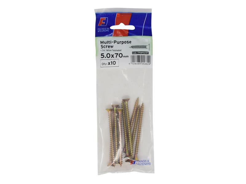 FORFPMS570Y - Multi-Purpose Pozi Screw CSK ST ZYP 5.0 x 70mm ForgePack 10