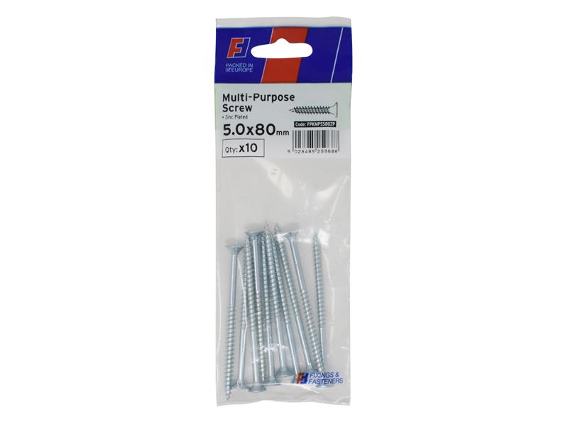 FORFPMS580Z - Multi-Purpose Pozi Screw CSK ST ZP 5.0 x 80mm ForgePack 10