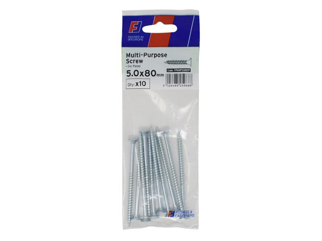 FORFPMS580Z - Multi-Purpose Pozi Screw CSK ST ZP 5.0 x 80mm ForgePack 10
