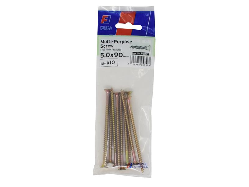 FORFPMS590Y - Multi-Purpose Pozi Screw CSK ST ZYP 5.0 x 90mm ForgePack 10