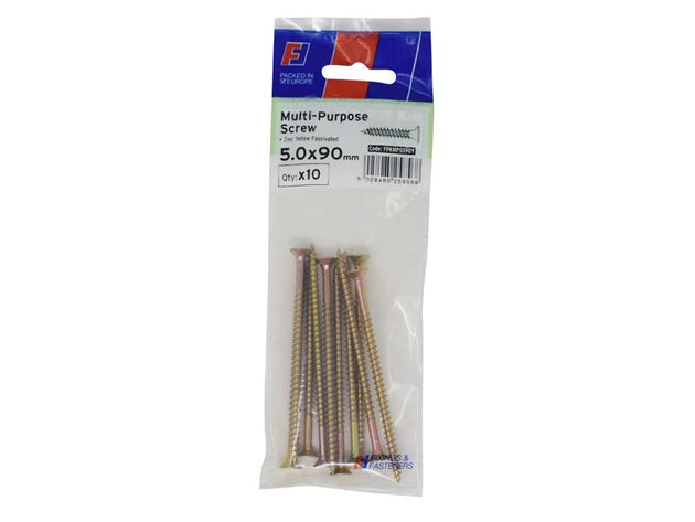 FORFPMS590Y - Multi-Purpose Pozi Screw CSK ST ZYP 5.0 x 90mm ForgePack 10