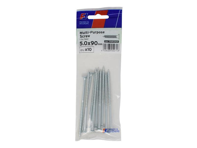 FORFPMS590Z - Multi-Purpose Pozi Screw CSK ST ZP 5.0 x 90mm ForgePack 10