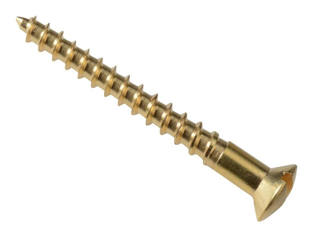 FORFPRH1128B - Wood Screw Slotted Raised Head ST Solid Brass 1.1/2 x 8in Forge Pack 10