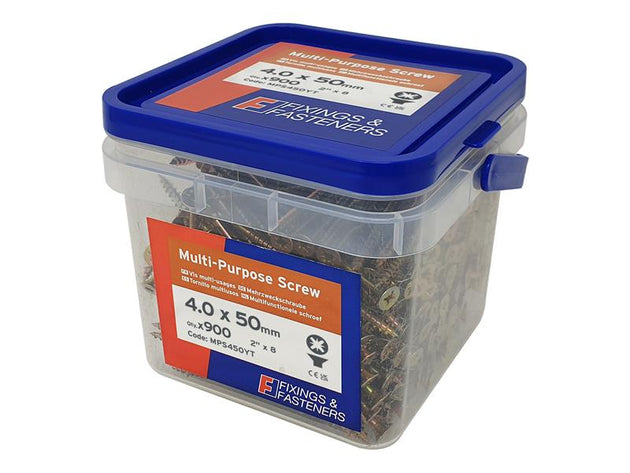 FORMPS450YT - Multi-Purpose Pozi Compatible Screw CSK ST ZYP 4.0 x 50mm Tub 900
