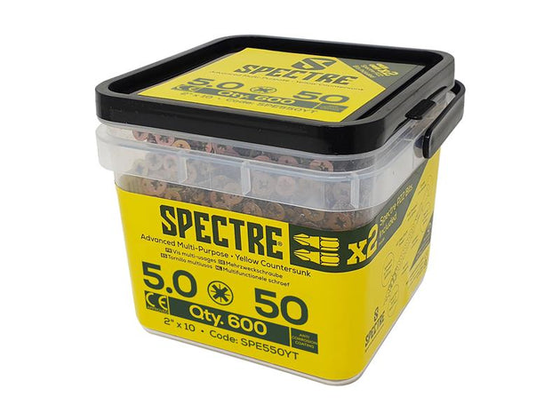 FORSP550YT - Spectreâ„¢ Pozi Compatible Wood Screw CSK ZYP 5.0 x 50mm Tub 600