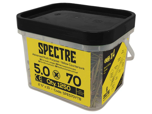 FORSPE570YM - Spectreâ„¢ PZ Compatible Wood Screw CSK ZYP 5.0 x 70mm Mega Tub 1250