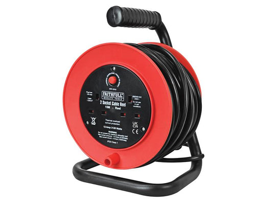 FPPCR15 - Open Drum Cable Reel 240V 13A 2-Socket 15m